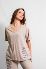 polera lino destroyed 21737 - Imagen 3